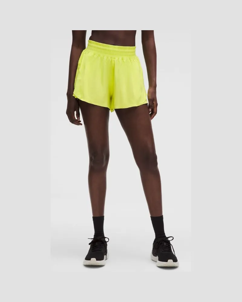 LULULEMON Shake It Out Lauf-Shorts mit hohem Bund für Frauen – 6 cm – Neon – Größe Sour