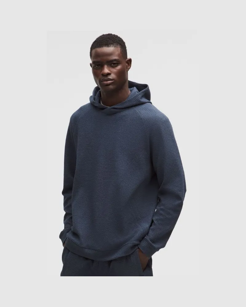 LULULEMON Strukturierter Hoodie aus doppelt gestrickter für Männer – Größe in Heathered True Navy/Black Heathered