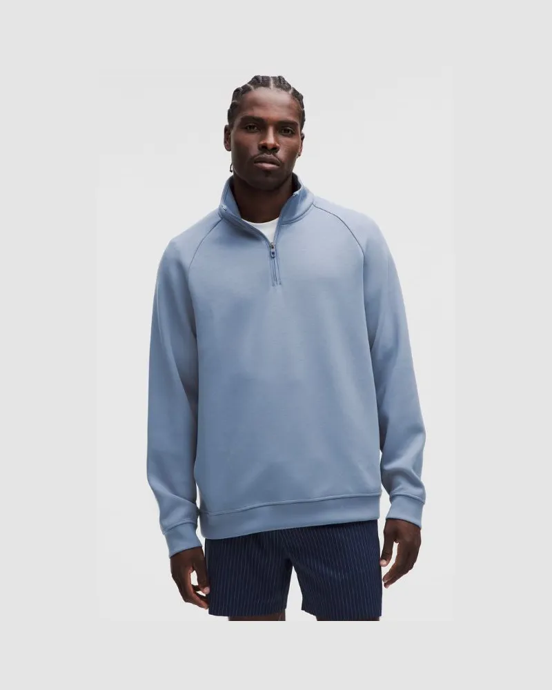 LULULEMON Smooth Spacer Pullover mit kurzem Reißverschluss für Männer – Größe in Washed Denim Washed