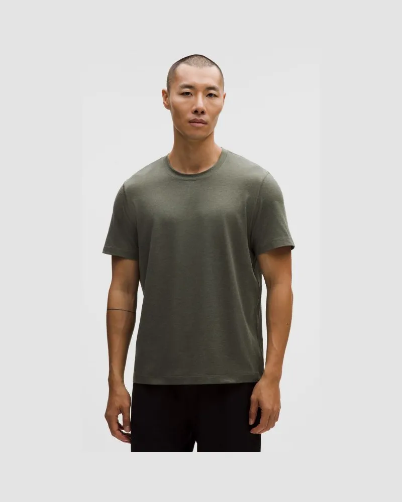 LULULEMON Soft Jersey Kurzarmshirt für Männer – Größe in Heathered Army Green/Heathered Willow Leaf Heathered