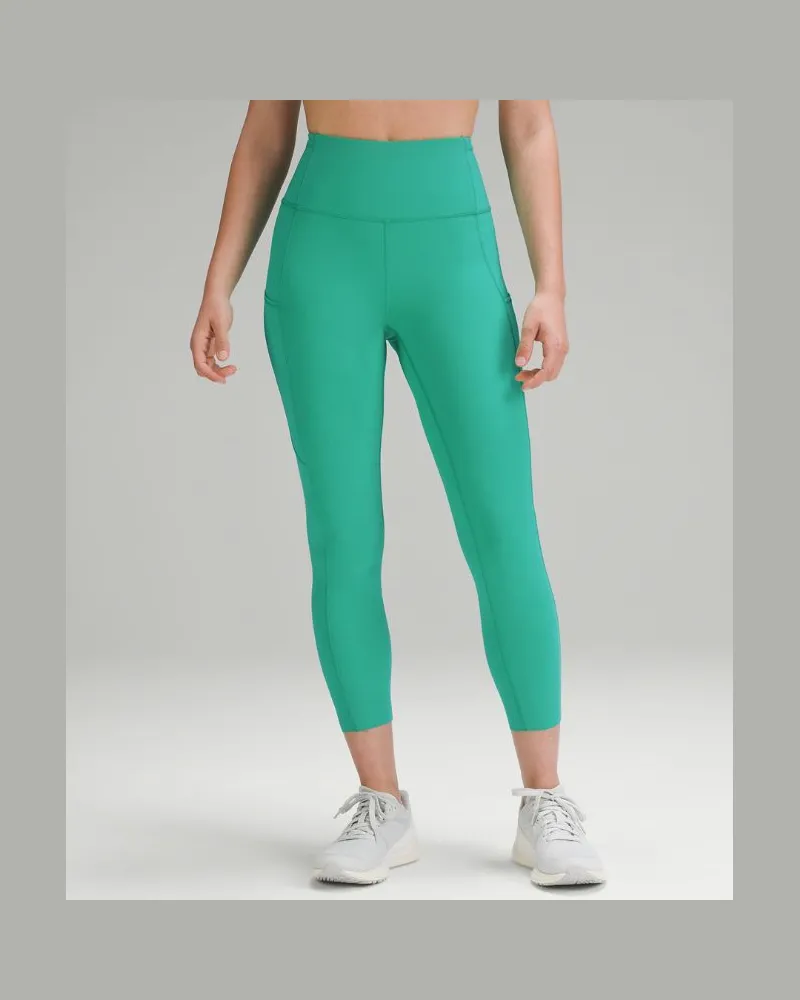LULULEMON Fast and Free Crop Leggings mit hohem Bund für Frauen – 58 cm – Größe in Kelly Green Kelly