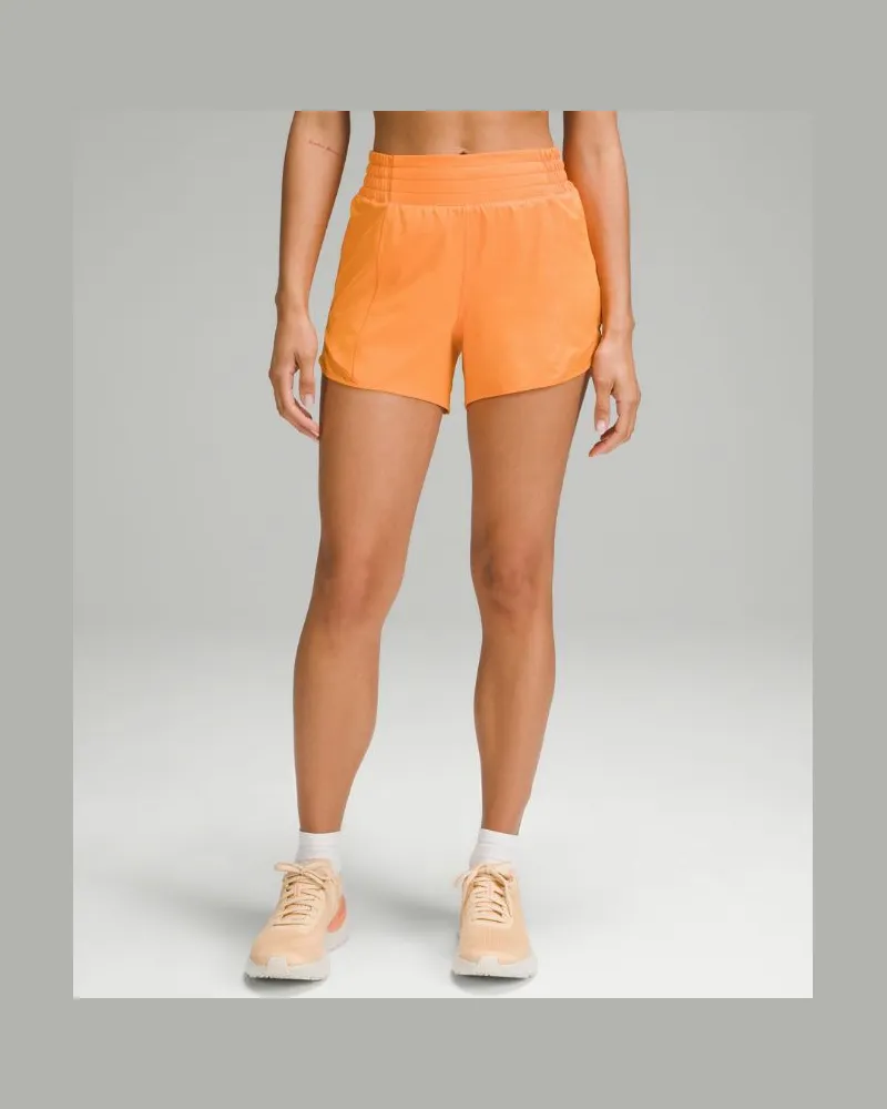 LULULEMON Hotty Hot Shorts mit hohem Bund und Liner für Frauen – 10 cm – Orange – Größe Lit