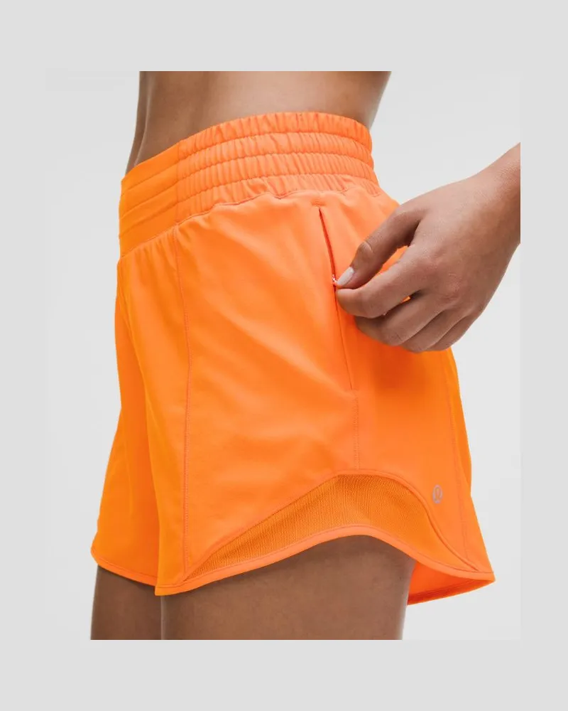 LULULEMON Hotty Hot Shorts mit hohem Bund und Liner für Frauen – 10 cm – Orange – Größe Lit