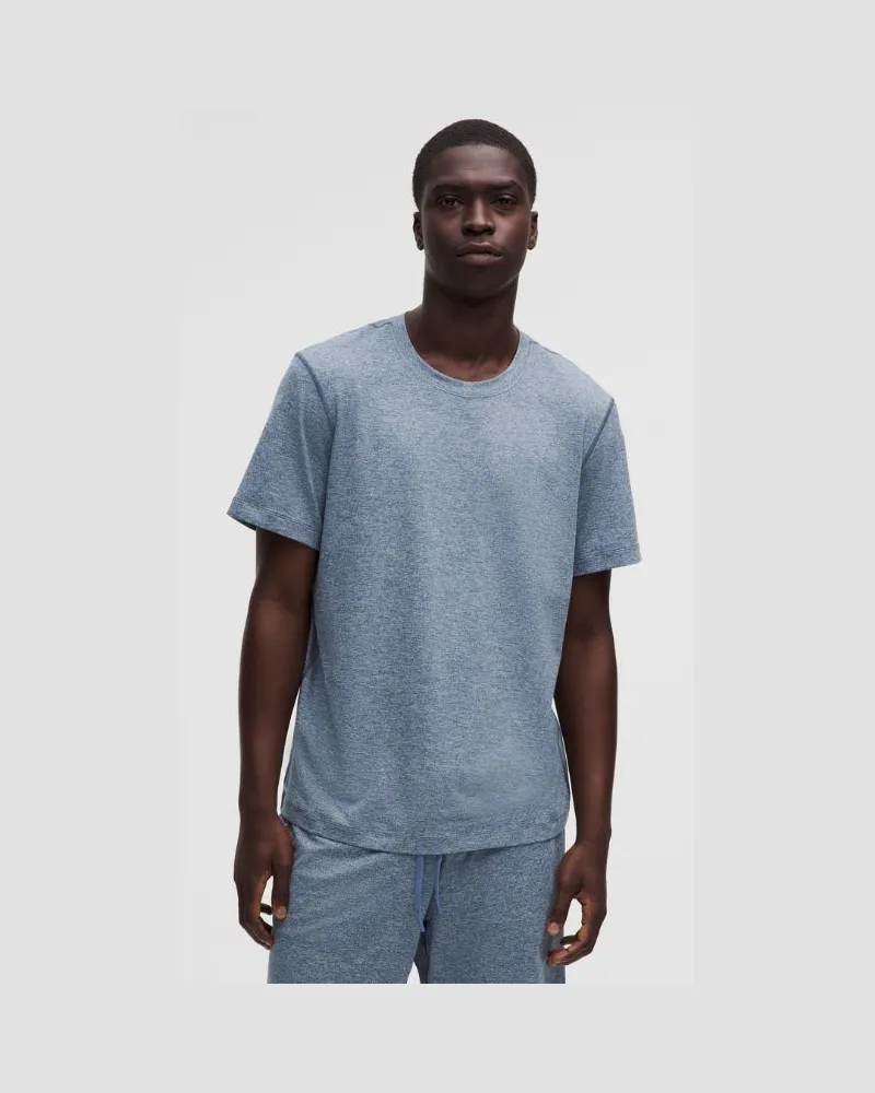 LULULEMON Soft Jersey Kurzarmshirt für Männer – Größe in Heathered Blue Twill/Heathered Dove Grey Heathered
