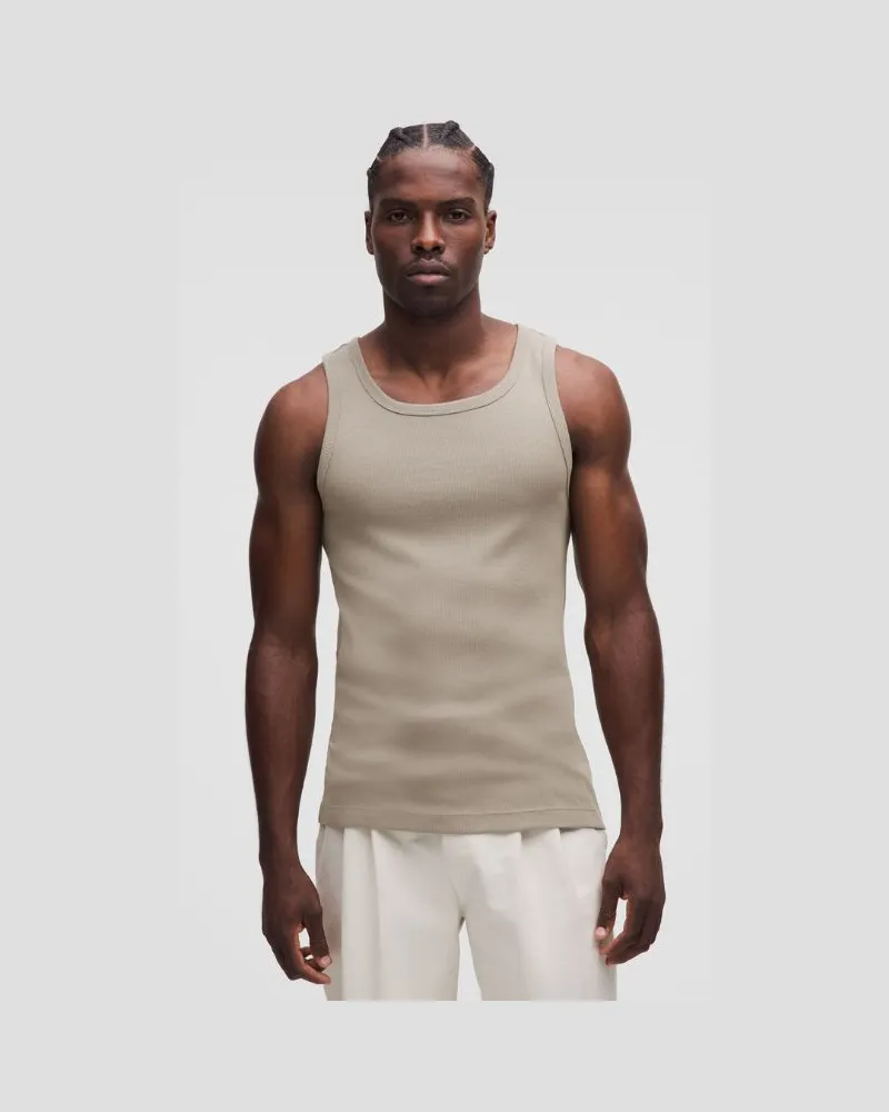 LULULEMON Geripptes Tanktop aus Modal für Männer – Khaki – Größe Warm