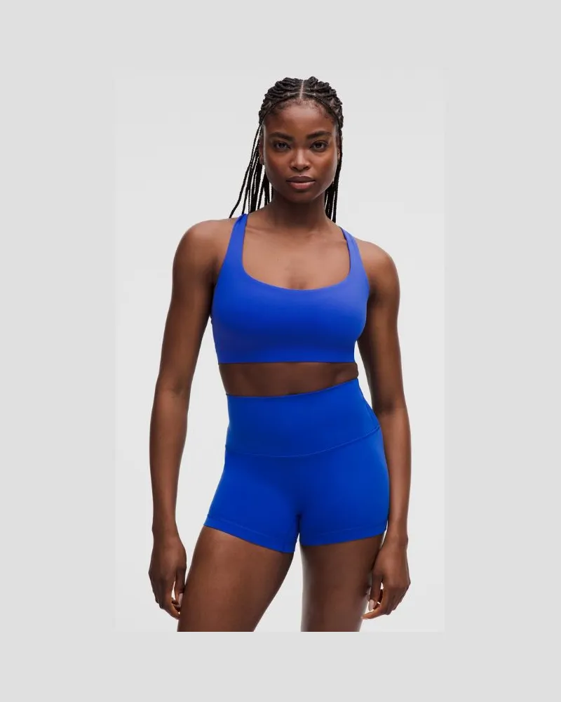 LULULEMON FlexyFlex Yoga-BH mit überkreuzten Trägern Leichter Halt für D–DD-Cups für Frauen – Größe in Beach Ball Blue Beach