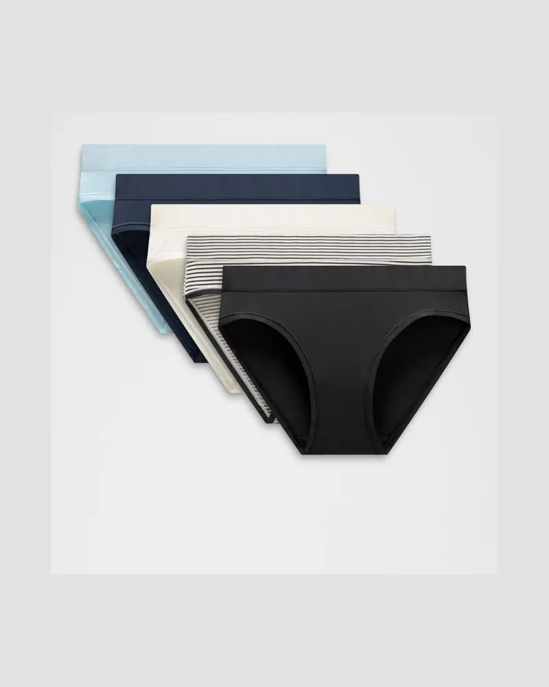 LULULEMON UnderEase Bikini-Unterwäsche mit mittelhohem Bund 5er-Pack für Frauen – Größe in Black/Coconut Ivory/Foam Cloud Black