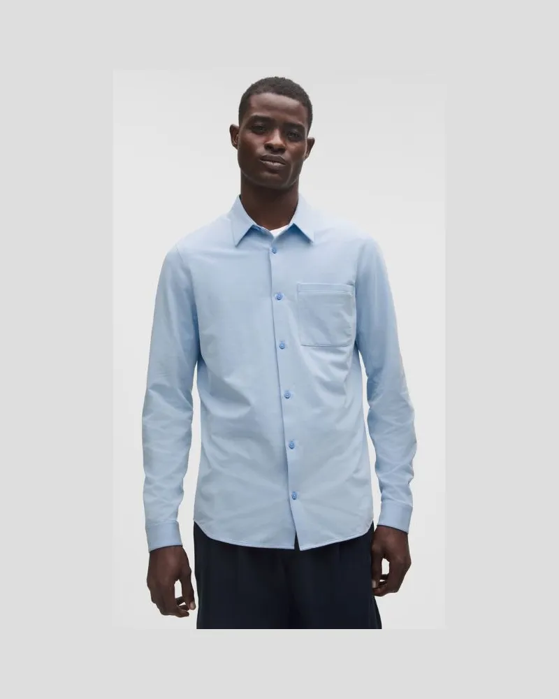 LULULEMON Commission Langarmshirt Oxford für Männer – Größe in White/Sinatra Blue White