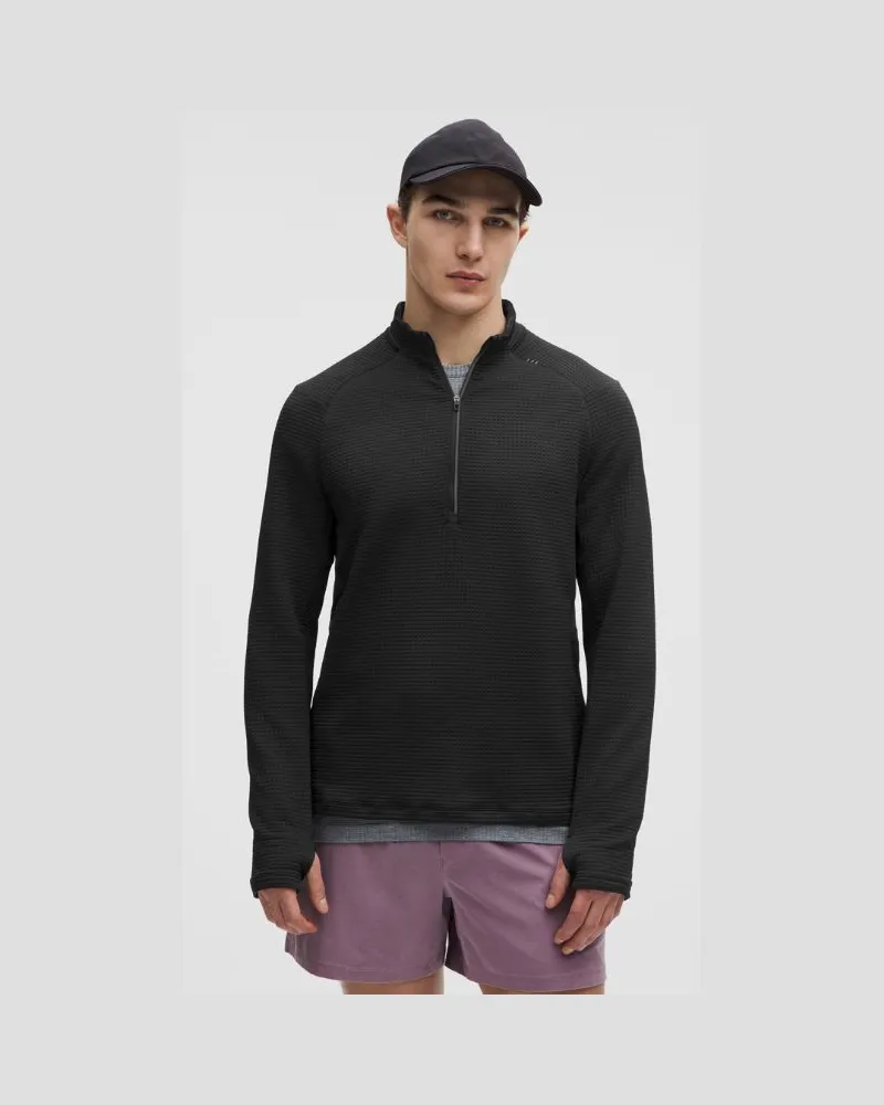 LULULEMON Top aus Waffelstrick mit halblangem Reißverschluss für Männer – Größe in Black Black