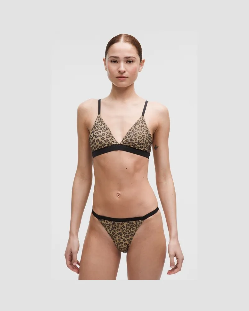 LULULEMON Wundermost Ultra-Soft Nulu Triangel-Bralette mit Spaghettiträgern A/B-Cups für Frauen – Größe in True Leopard Mini Multi/Black True