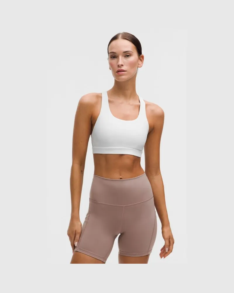LULULEMON Wunder Train BH mit Mesheinsatz hinten Mittlerer Halt für B/C-Cups für Frauen – Größe in White White