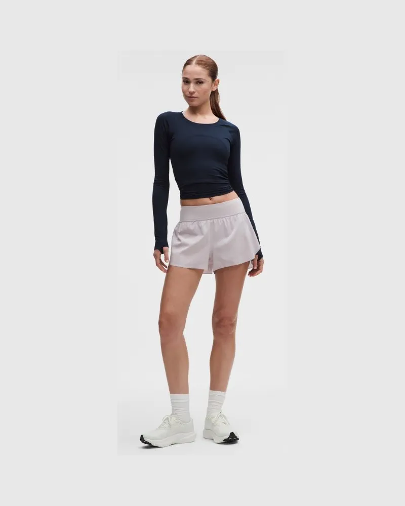 LULULEMON Fast and Free-Shorts mit mittelhohem Bund und Saumschlitz es Design für Frauen – 8 cm – Größe in Icy Taupe Icy
