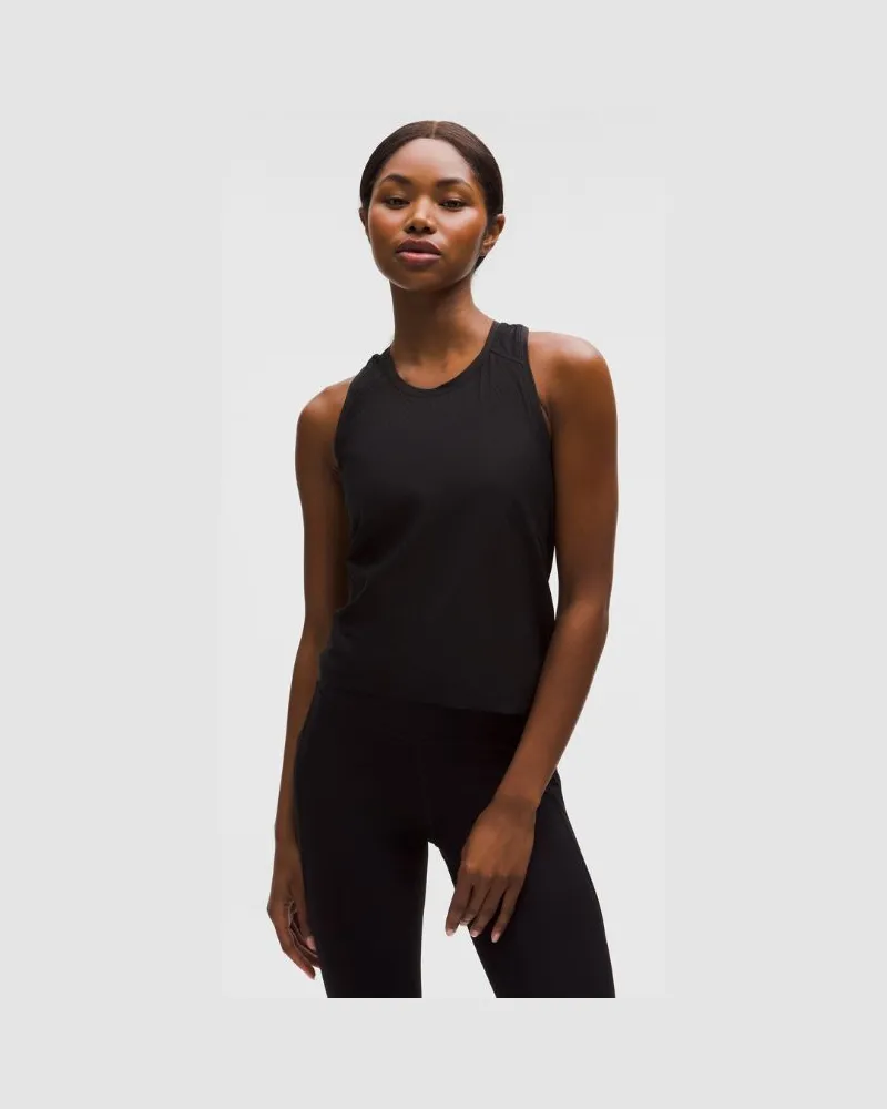 LULULEMON Fast and Free Ventiliertes Crop-Lauf-Tanktop für Frauen – Größe in Black Black
