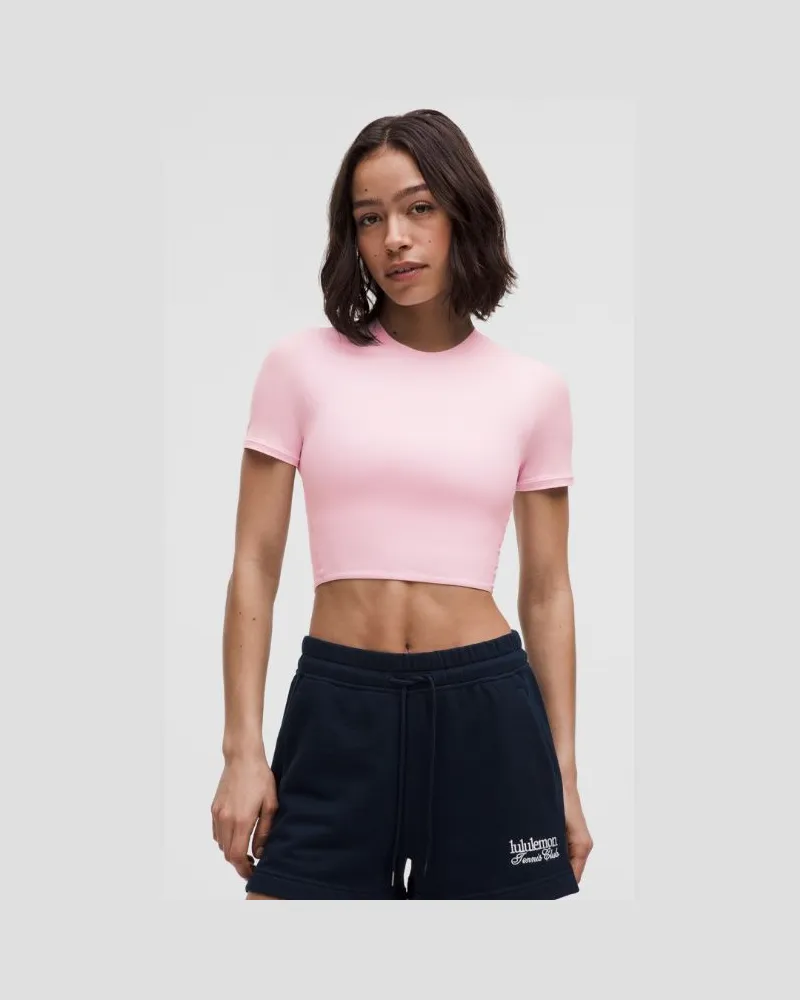 LULULEMON Crop-T-Shirt mit Rundhalsausschnitt für Frauen – Größe in Pink Organza Pink