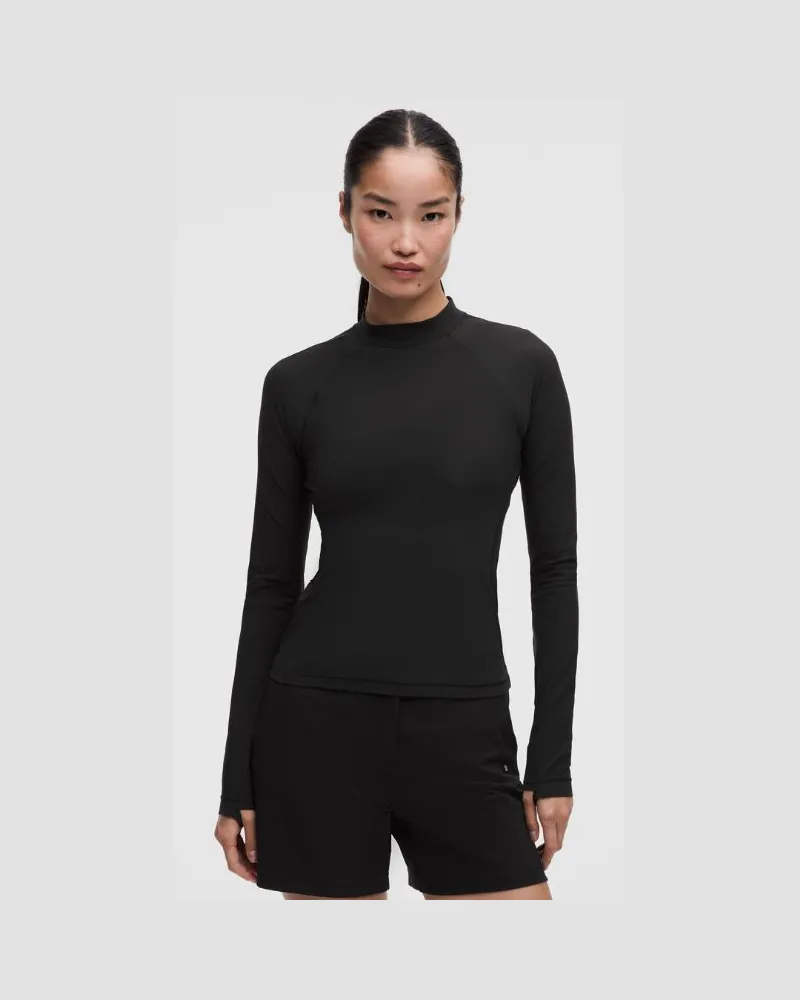 LULULEMON Langarmshirt mit UV-Schutz und Mockneck für Frauen – Größe in Schwarz Schwarz