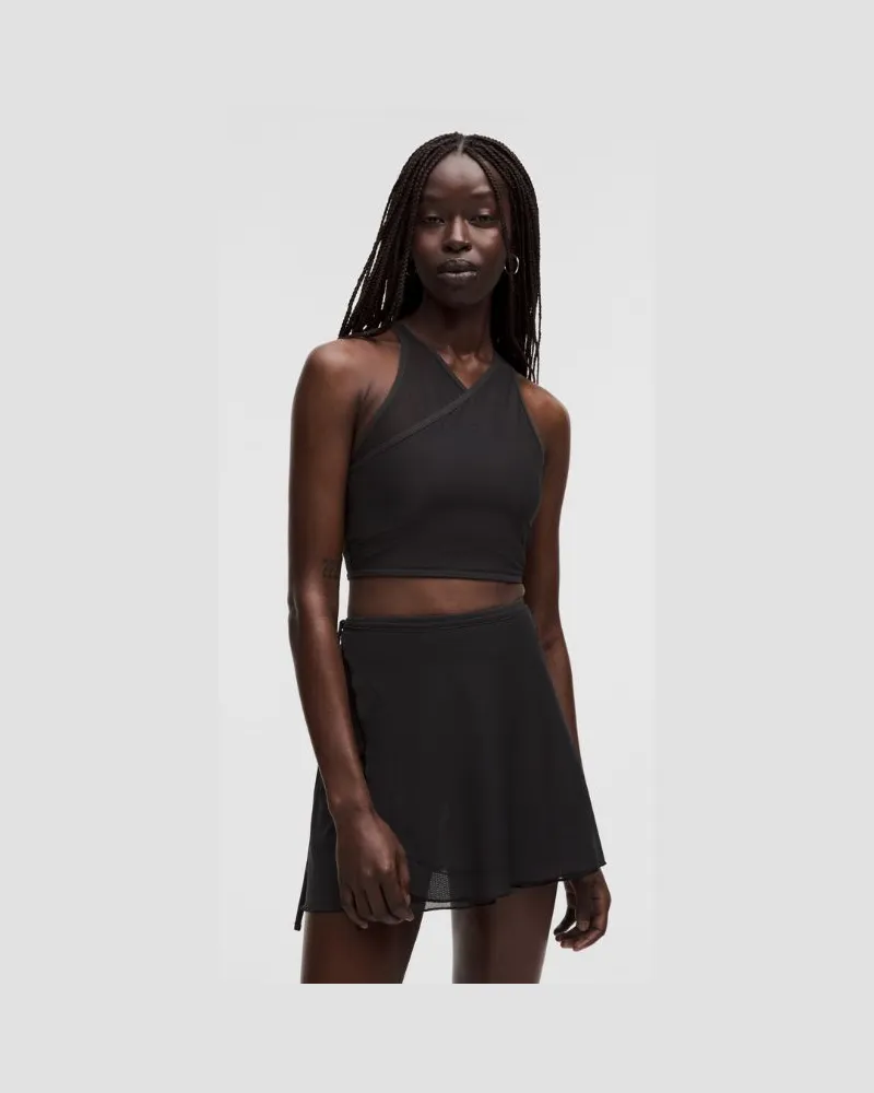 LULULEMON Crop-Tanktop mit überlappenden einsätzen für B/C-Cups SLNSH Kollektion für Frauen – Größe in Black/Yellow Serpentine Black