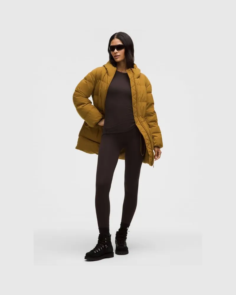 LULULEMON Pufferjacke mit Kordelzug und Füllkraft von 600 für Frauen – Größe in Melrose Tan Melrose