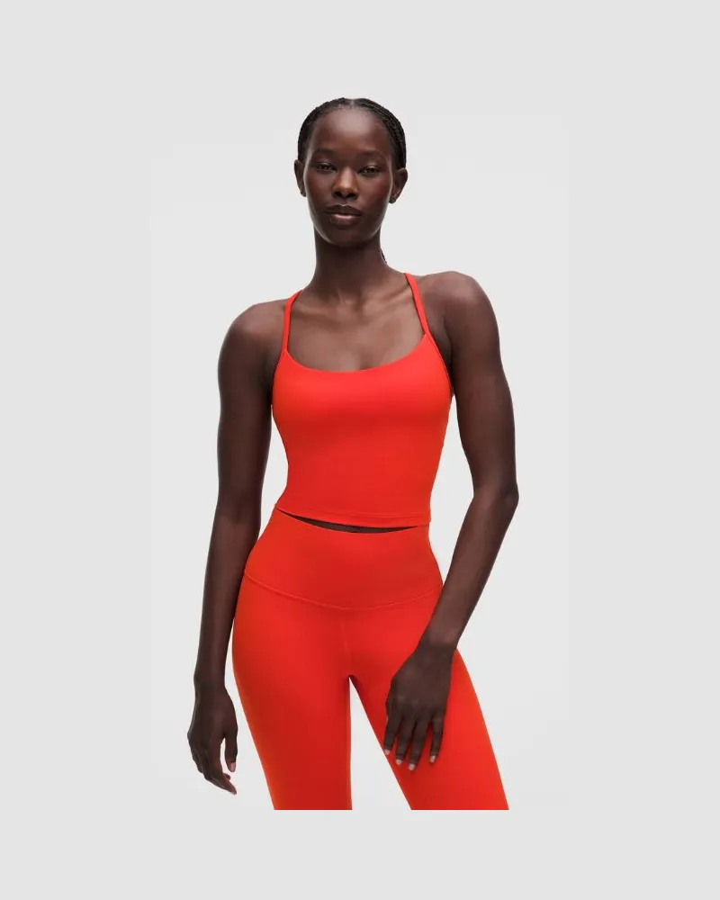 LULULEMON Flow Y Crop-Tanktop Leichter Halt für B/C-Cups für Frauen – Größe in Cherry Ember Cherry