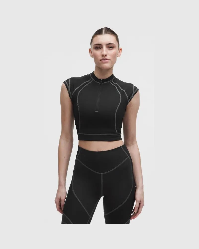 LULULEMON Everlux Panelled Short-Sleeve Shirt für Frauen – Größe in Black Black