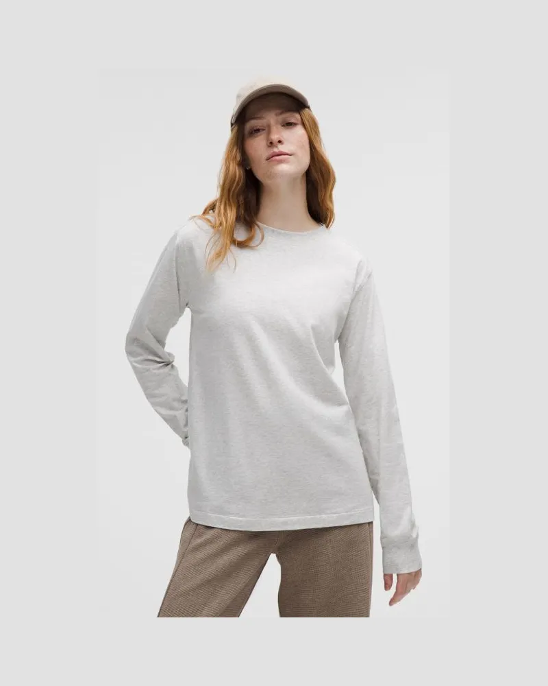 LULULEMON All Yours Langarmshirt aus Bio- für Frauen – Größe in Heathered Core Ultra Light Grey Heathered