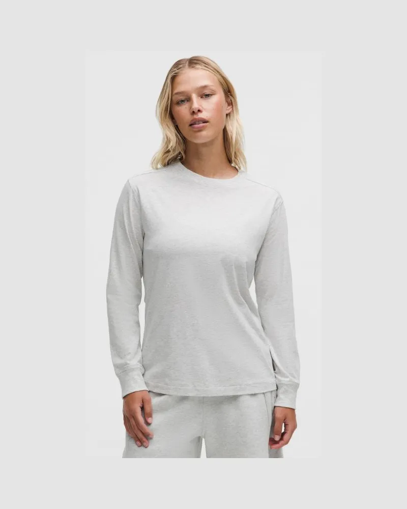 LULULEMON All Yours Langarmshirt aus Bio- für Frauen – Größe in Heathered Core Ultra Light Grey Heathered
