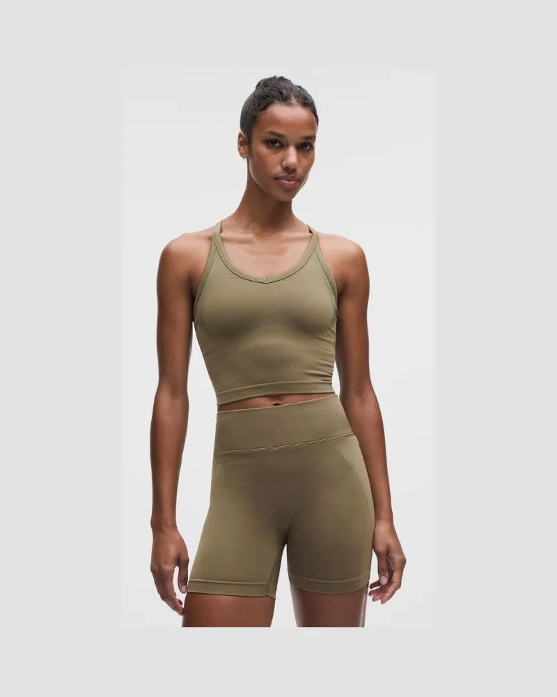 LULULEMON Get Low Trainings-Tanktop mit überkreuzten Trägern Leichter Halt für B/C-Cups für Frauen – Größe in Cypress Forest/Grey Sage Cypress