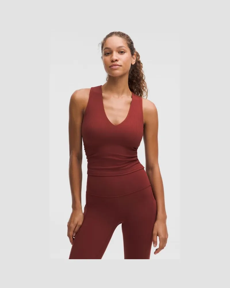 LULULEMON All It Takes Tanktop mit V-Ausschnitt mit leichtem Halt für B–D-Cups Geripptes Nulu für Frauen – Größe in Rockwood Rockwood