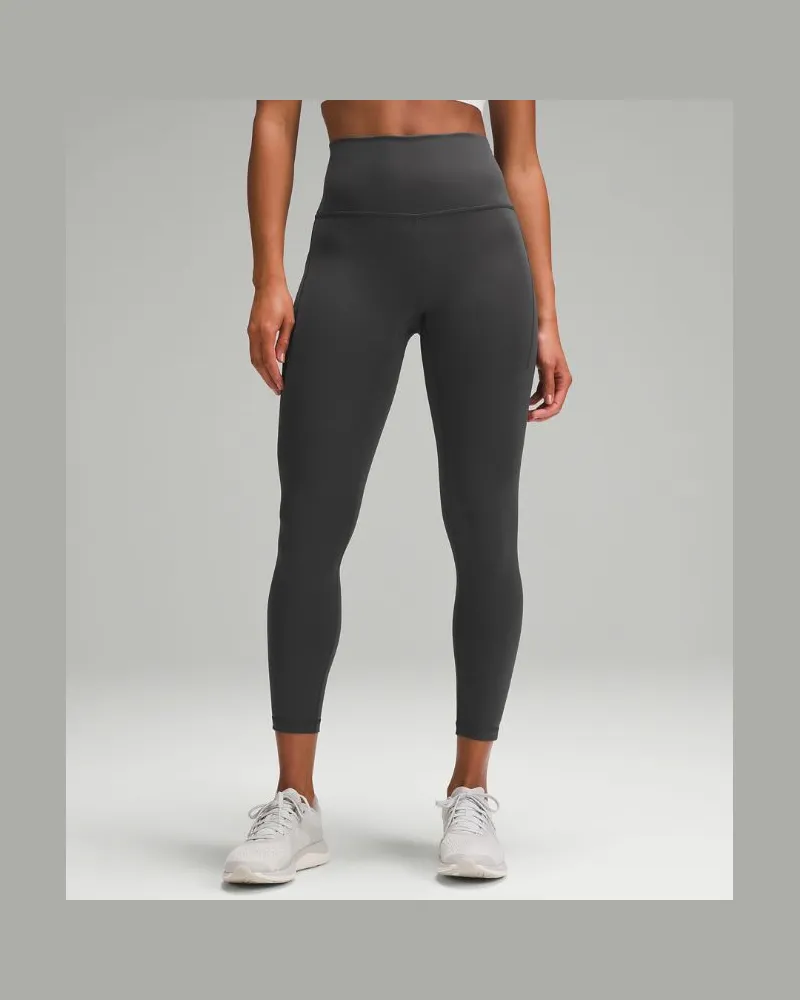 LULULEMON Wunder Train Leggings mit hohem Bund und Taschen für Frauen – 63,5 cm – Größe in Graphite Grey Graphite