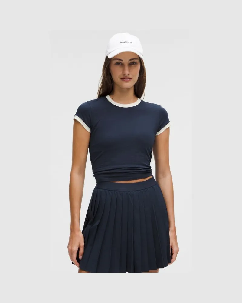 LULULEMON Baby-Tee aus Bio- mit Ringer-Details für Frauen – Größe in Club Blue/Light Ivory Club