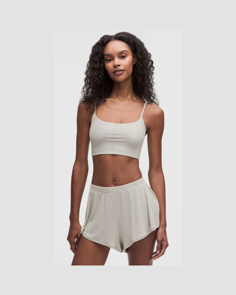 LULULEMON Gerippter UnderEase-Longline-Bralette mit Trägern für A–C-Cups für Frauen – Größe in Hailstone Grey Hailstone