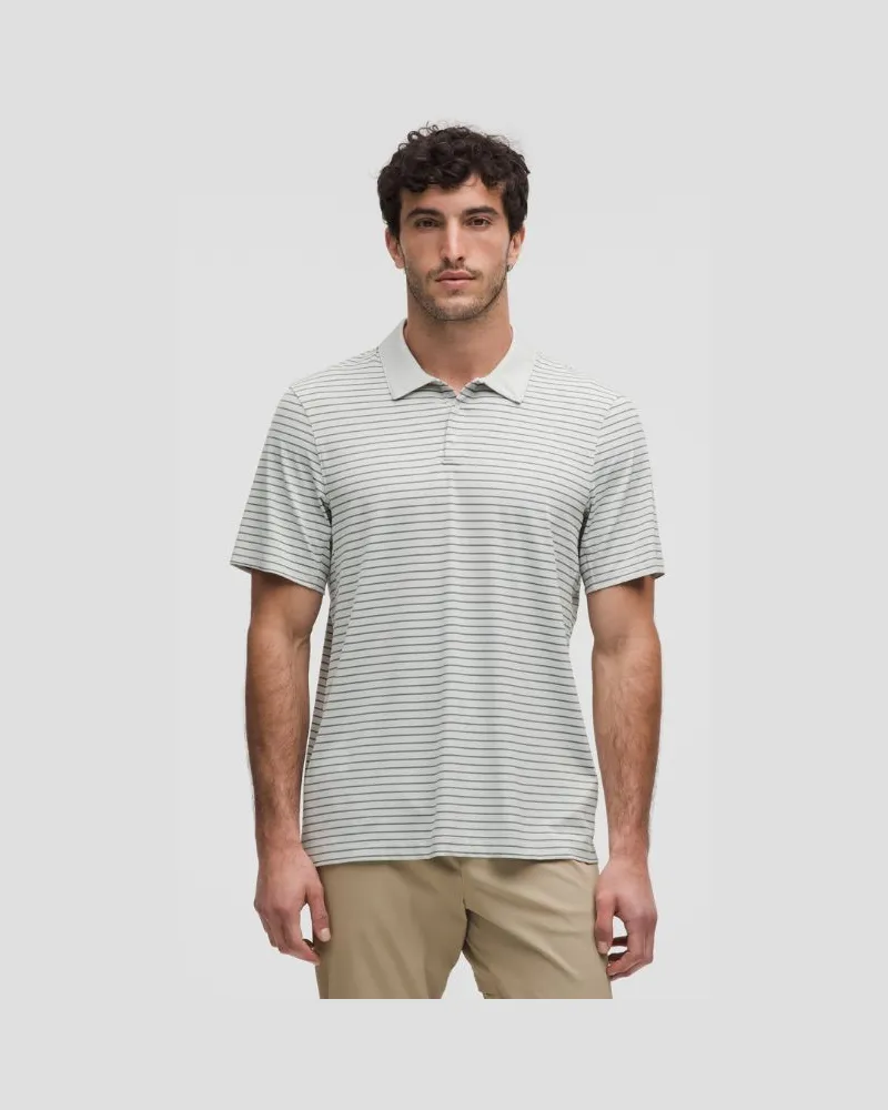 LULULEMON Sport Polo Short Sleeve für Männer – Größe in Parallel Stripe Print Vapor Grey Oasis Parallel