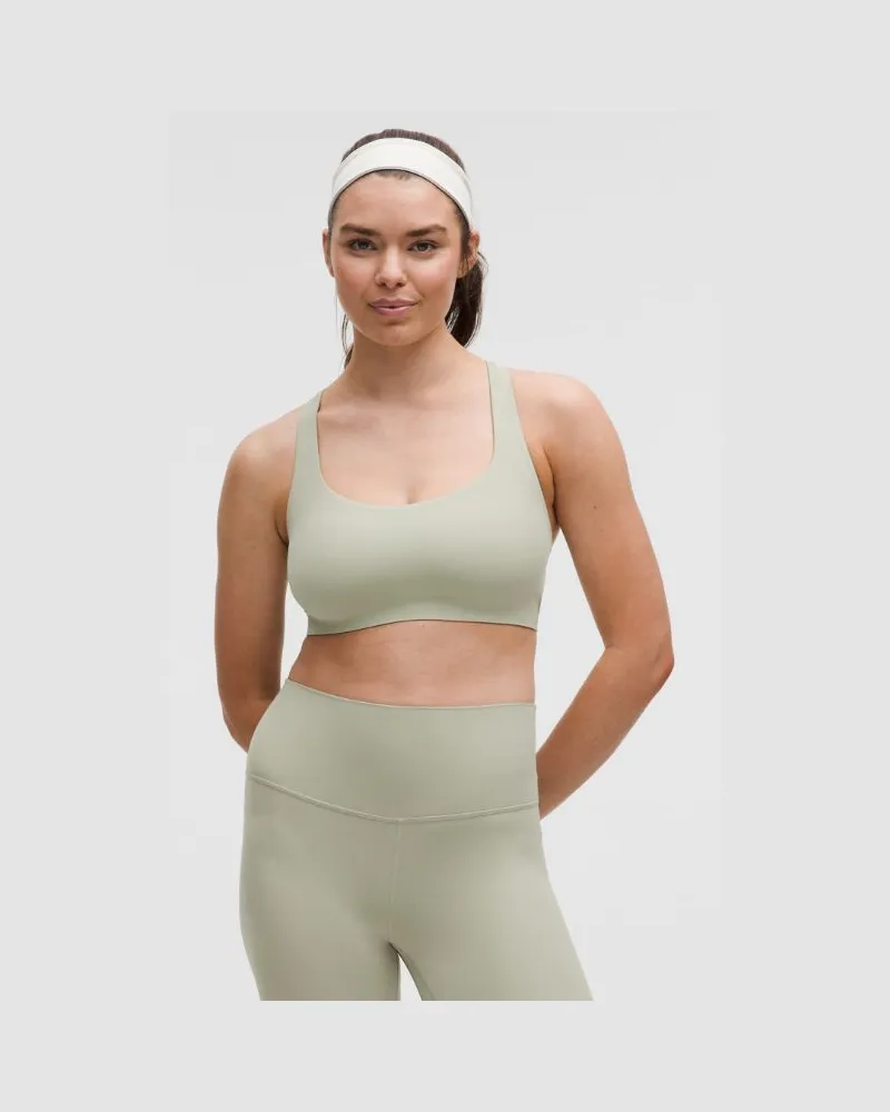 LULULEMON FlexyFlex Yoga-BH mit überkreuzten Trägern Leichter Halt für D–DD-Cups für Frauen – Größe in Fog Green Fog