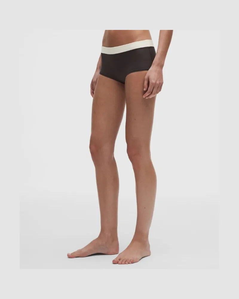 LULULEMON UnderEase Boyshorts-Unterwäsche mit mittelhohem Bund für Frauen – Größe in Mahogany Muse/Coconut Ivory Mahogany