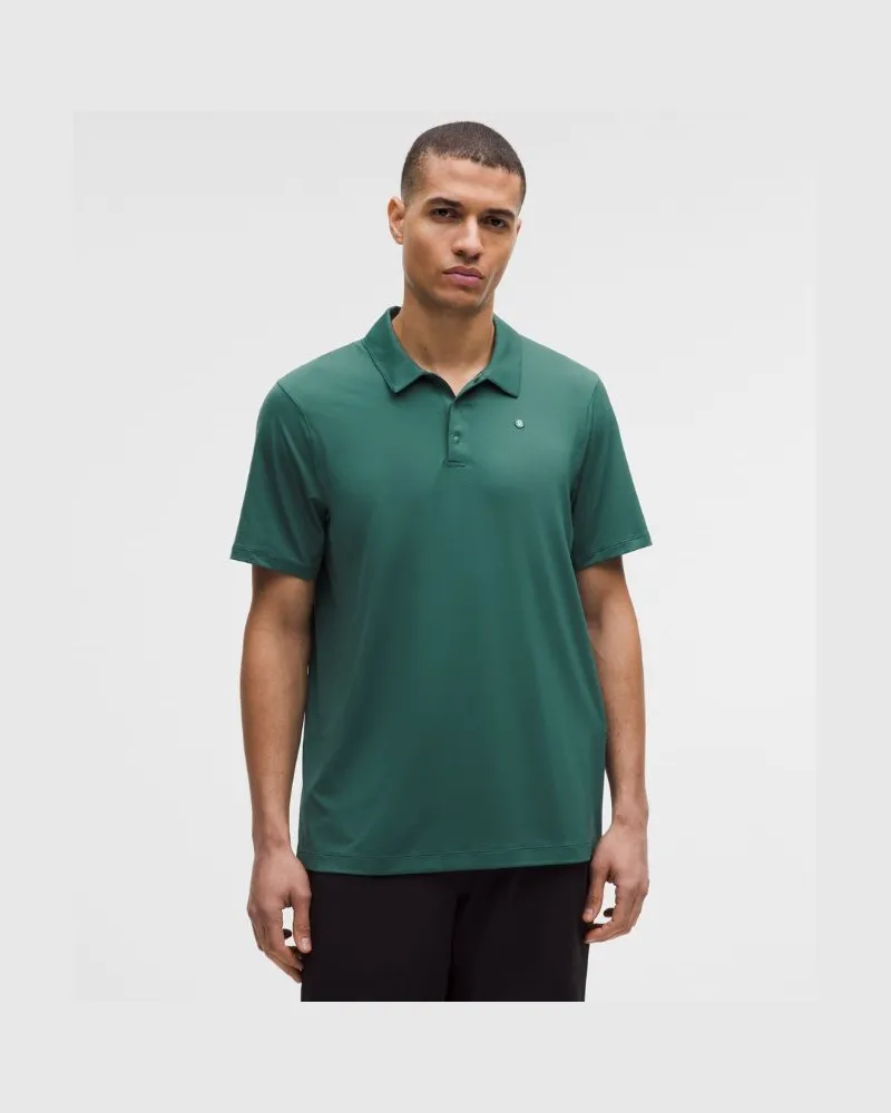 LULULEMON Sport-Poloshirt mit kurzen Ärmeln und Logo für Männer – Größe in Deep Marina Deep