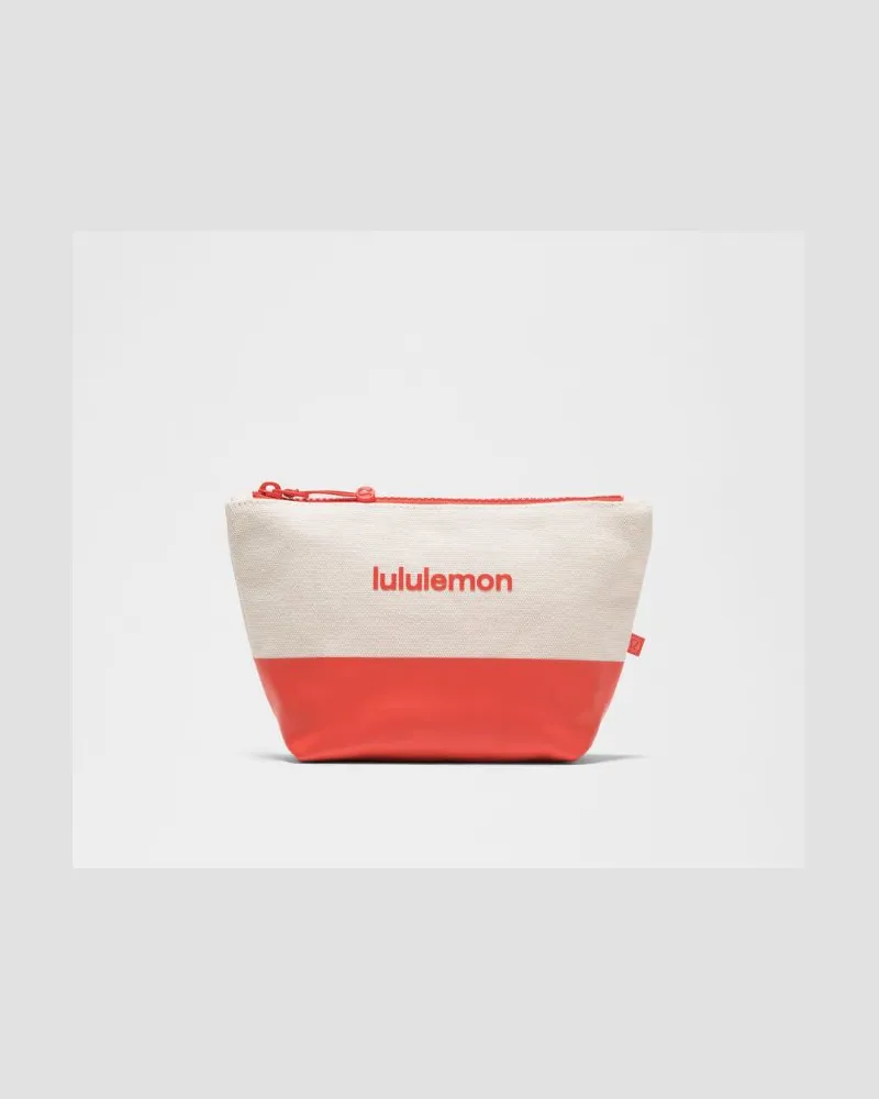 LULULEMON Canvas-Mini-Beutel Logo in Natural/Cherry Ember Natural