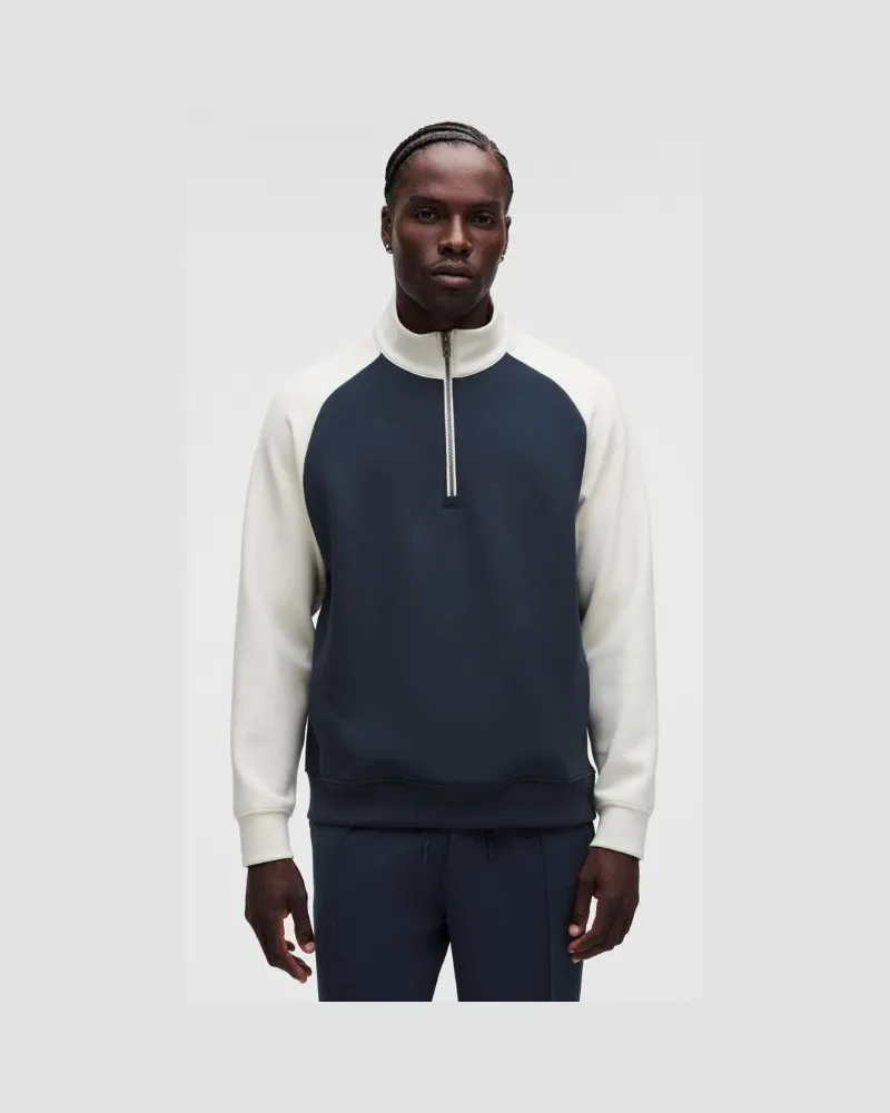 LULULEMON Smooth Spacer-Sweater mit halblangem Reißverschluss Color-Blocking für Männer – Größe in True Navy/Light Ivory True