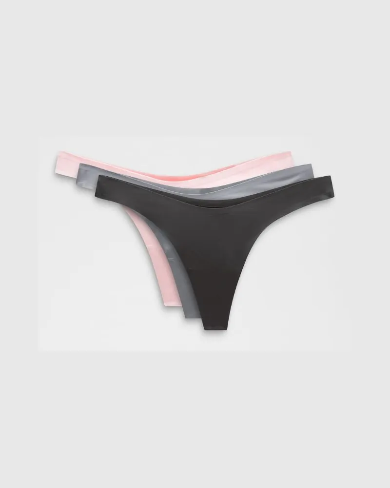 LULULEMON Wundermost V-String aus Ultra-Soft Nulu 3er-Pack für Frauen – Größe in Black/Solar Grey/Pink Haze Black