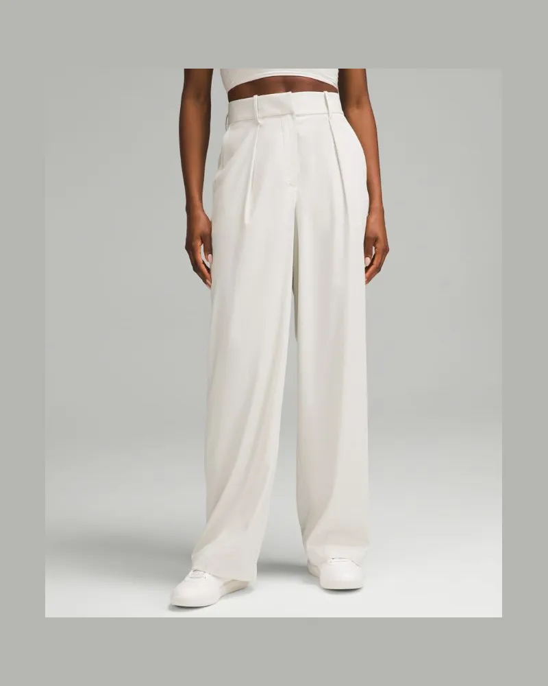 LULULEMON Hose aus Modal-Mix mit hohem Bund und Falten Normale Länge für Frauen – Größe in Bone Bone