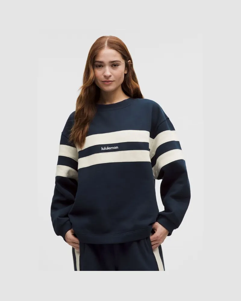 LULULEMON Steady State Oversized-Pullover Gestreift für Frauen – Größe in True Navy/Light Ivory True