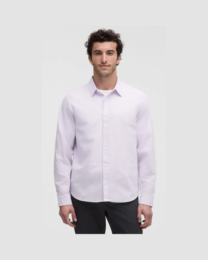 LULULEMON New Venture Langarmshirt er Classic Fit für Männer – Größe in Proper Stripe White Heathered Lavender Frost Proper