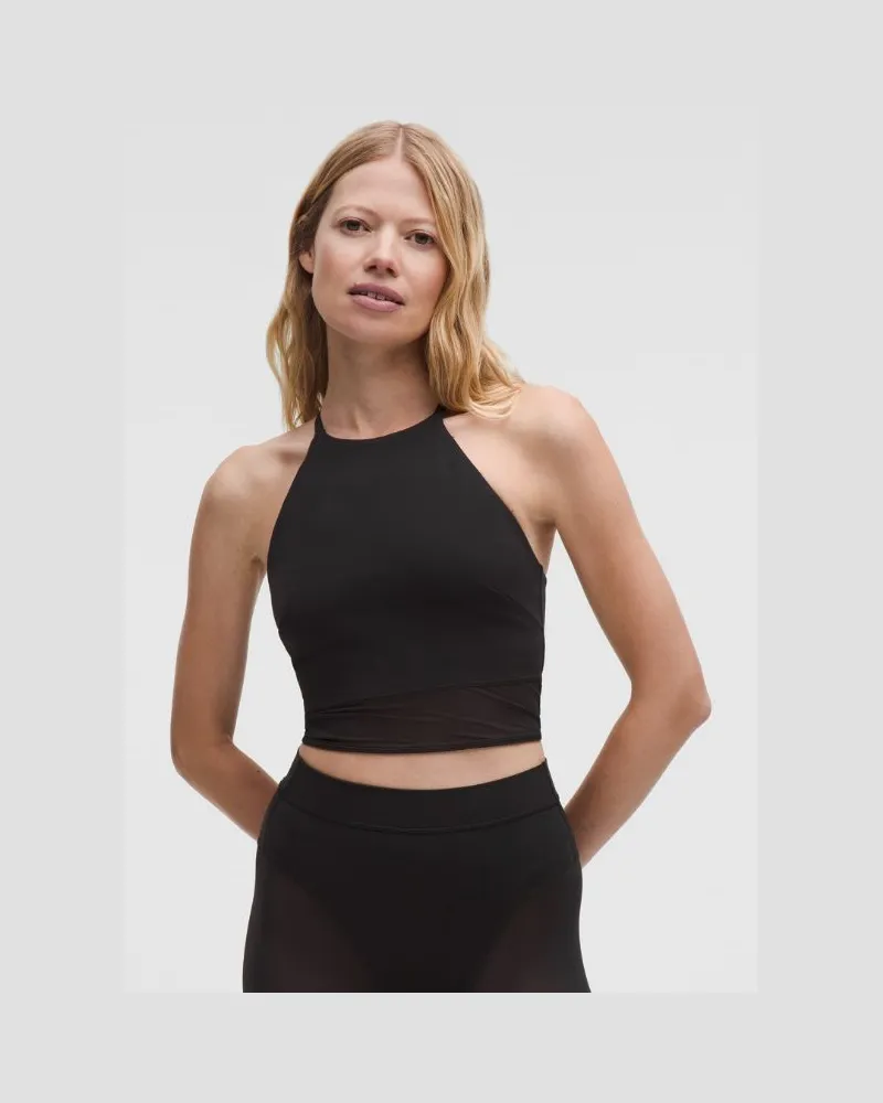 LULULEMON Hochgeschlossenes Tanktop mit Mesh-Saum aus Nulu Leichter Halt für B/C-Cups für Frauen – Größe in Black Black