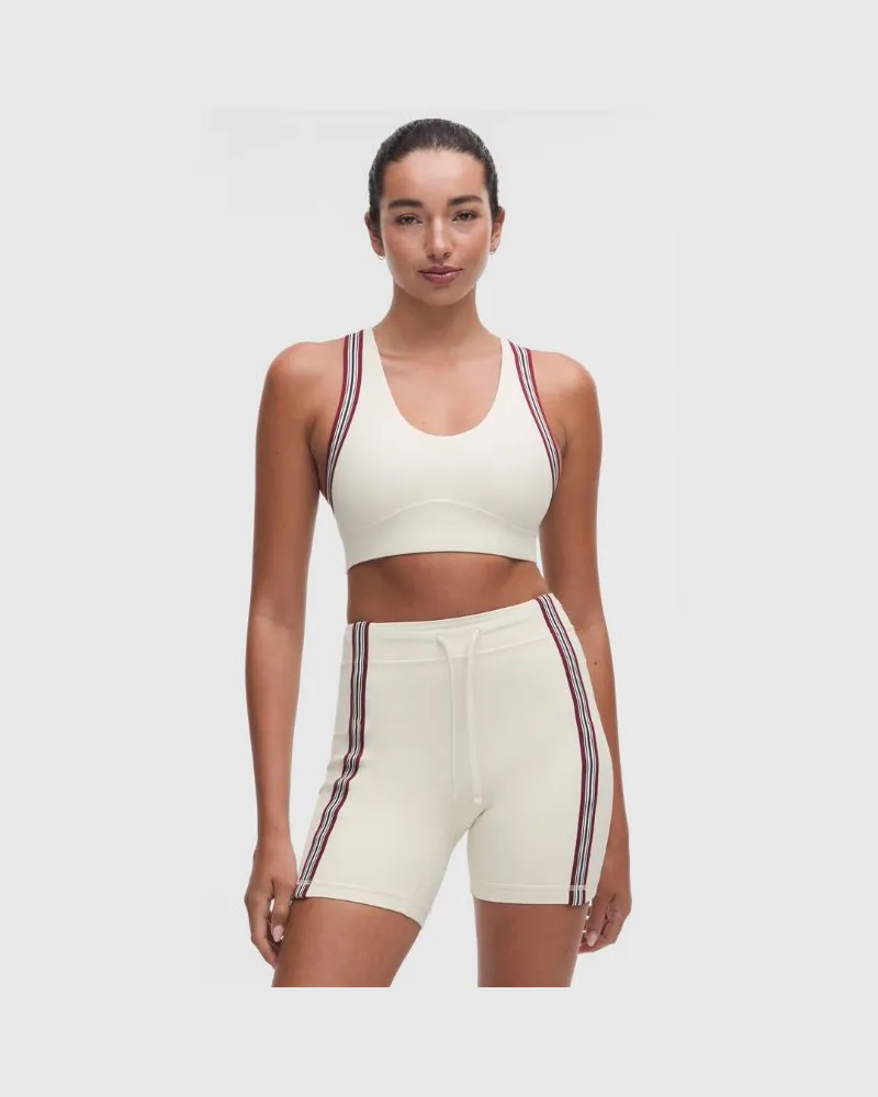 LULULEMON Groove-Yoga-BH mit leichtem Halt für B/C-Cups Kontrastbesatz für Frauen – Größe in Light Ivory Light