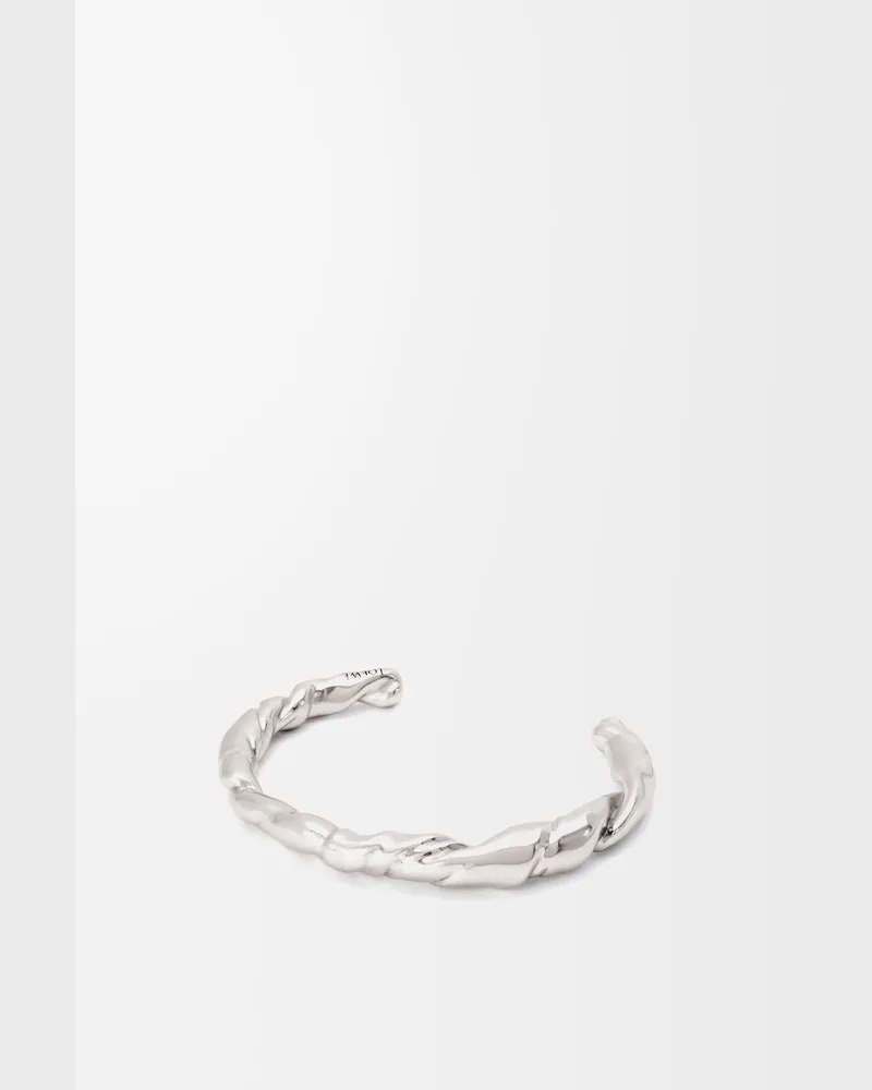 Loewe Thin Nappa Twist Cuff In Sterling Silver Size Mujer Silver