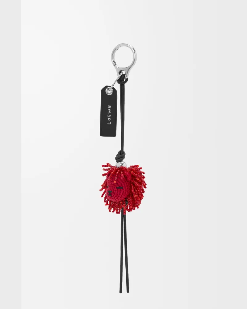 Loewe Lion Head Charm In Crochet And Leather skin Mujer Red