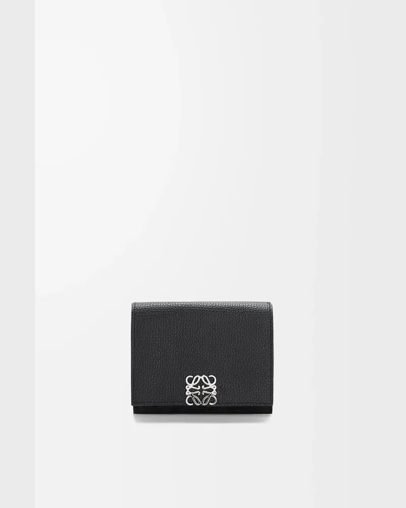 Loewe Anagram Trifold Wallet In Pebble Grained Leather skin Mujer Black