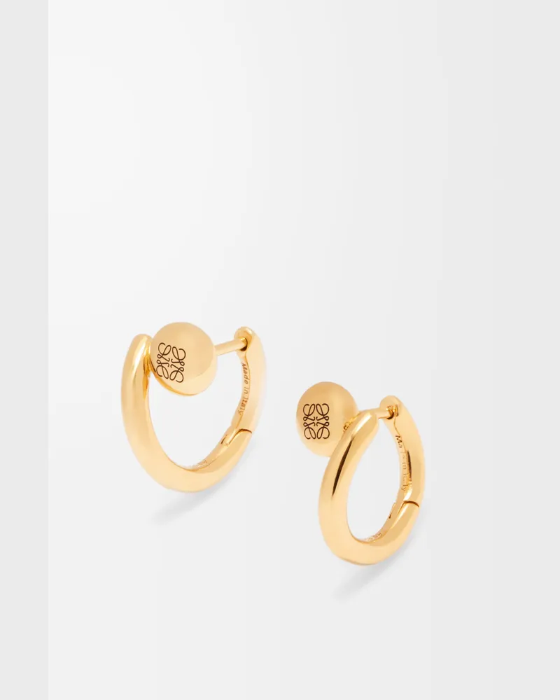 Loewe Anagram Pebble Mini Hoop Earrings In Sterling Silver Mujer Gold