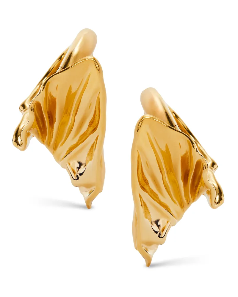 Loewe Luxury Pleated Fan hoop earrings in sterling silver Gold