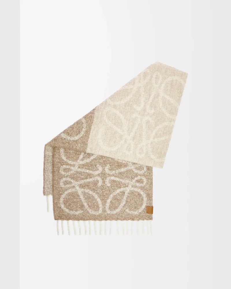 Loewe Anagram Scarf In Alpaca And Wool Mujer Beige