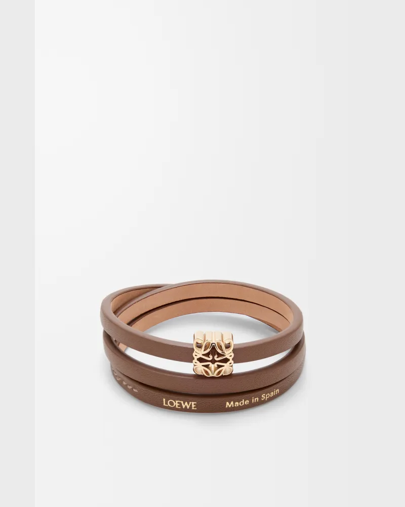 Loewe Anagram Bombé Twist Bracelet In Leather skin Size Mujer Cocoa