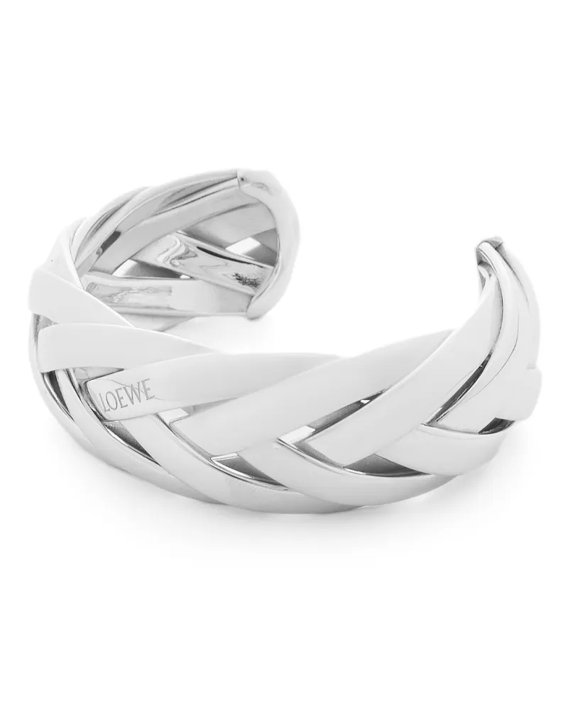 Loewe Luxury Large braided cuff in sterling silver Silver